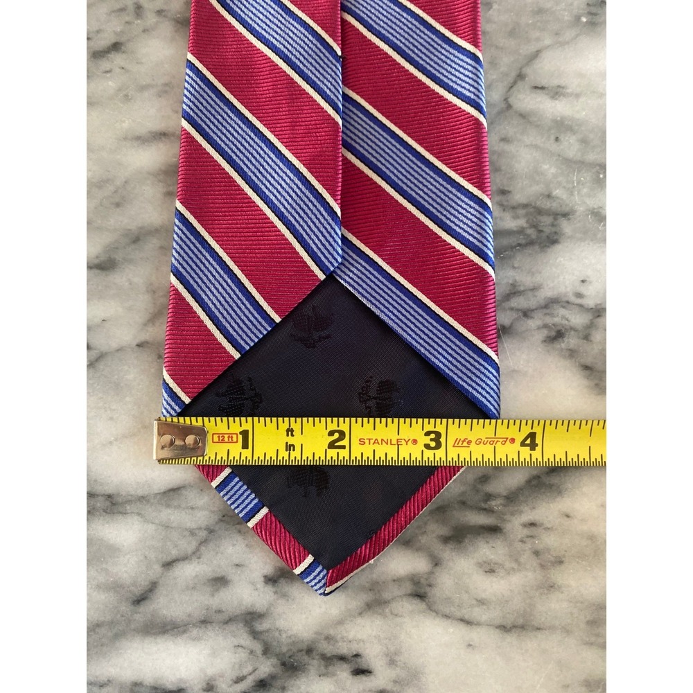 Brooks Brothers 346 Mens Silk Red Blue Regimental Stripe Classic Necktie - Picture 4 of 5